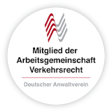 Ein Siegel zur Bestätigung der Mitgliedschaft in der Arbeitsgemeinschaft Verkehrsrecht des deutschen Anwaltsvereins.