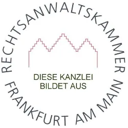 Ein Siegel von der Stadt Frankfurt, dass diese Notar und Fachanwaltskanzlei auch Rechtsanwälte ausbildet.