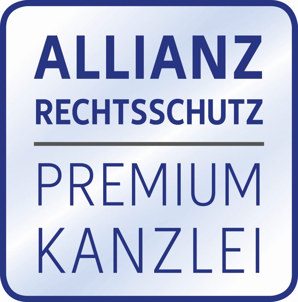 Dies ist ein Siegel für die Kanzlei. Es zeichnet sie als "Allianz Rechtsschutz Premium Kanzlei" aus.